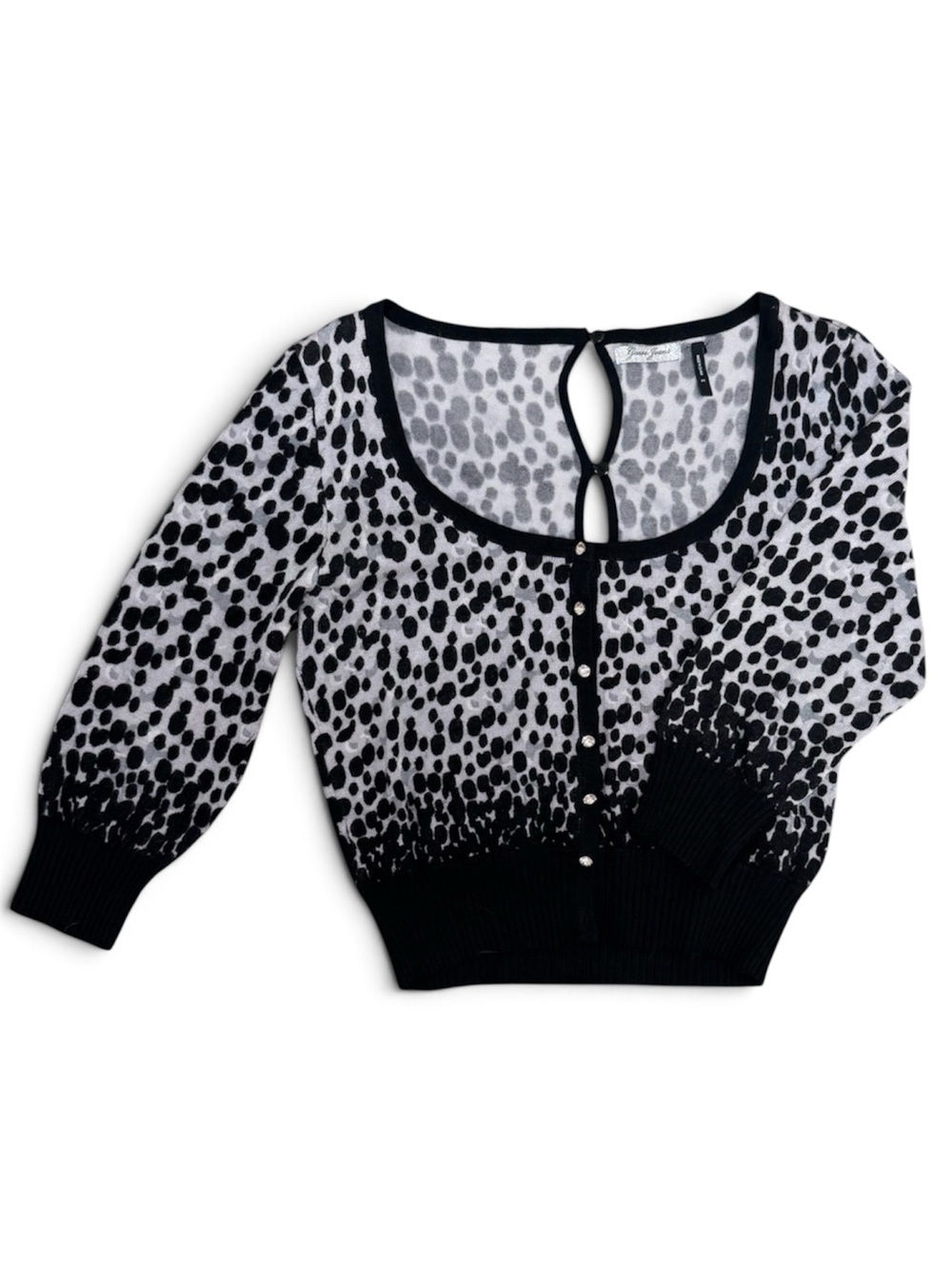 Y2K Guess Animal Print Rhinestone Cardigan